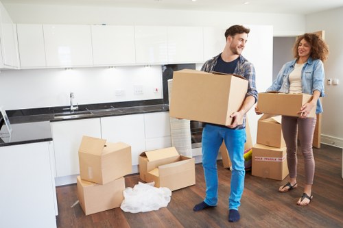Customer following safety rules in a storage unit area