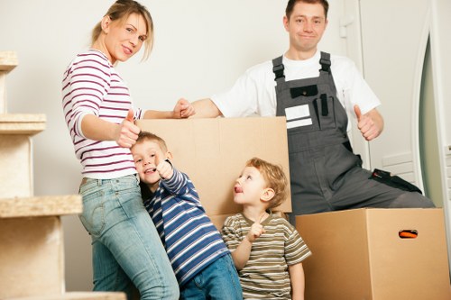 Business supplies and office items packed for mobile storage in Bullscross